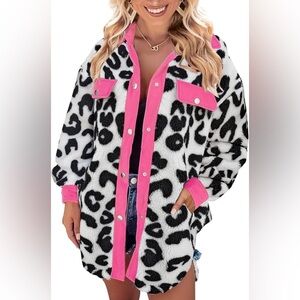 Winter Leopard Cardigans Oversized Fleece Sherpa Faux Fur Coats